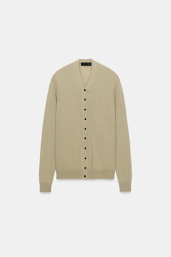 ZARA КАРДИГАН ИЗ СВЕРХМЯГКОЙ 100% ШЕРСТИ С V-ОБРАЗНЫМ ВЫРЕЗОМ, ЗЕЛЕНОВАТЫЙ