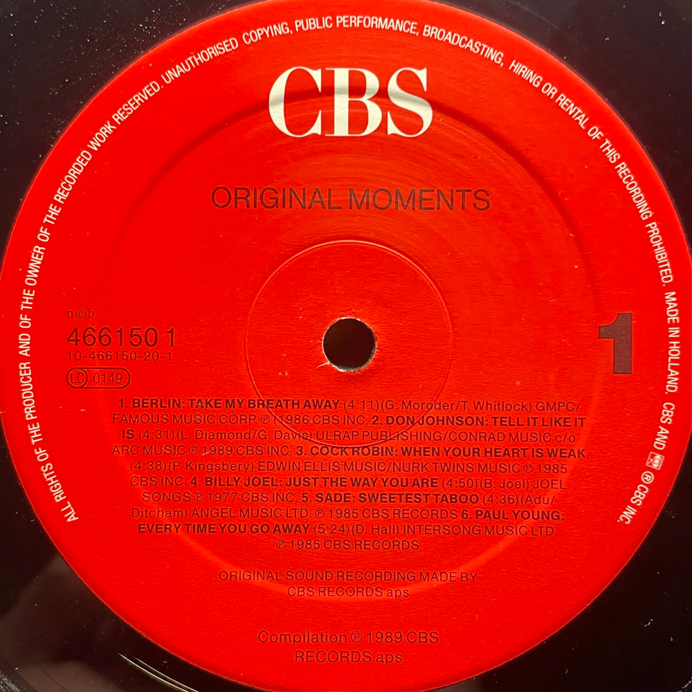 Сборник Original Moments. Musik Til Måneskin (Голландия 1989г.)