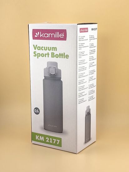 Термос-Бутылка спортивная 600 мл. Kamille KM 2177 из нержавеющей стали с замком и петлёй