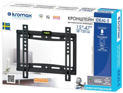 Кронштейн для телевизора Kromax IDEAL-5 черный 15;-47; макс.35кг настенный фиксированный
