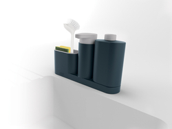Органайзер для раковины с дозатором для мыла и бутылочкой sinkbase plus серый