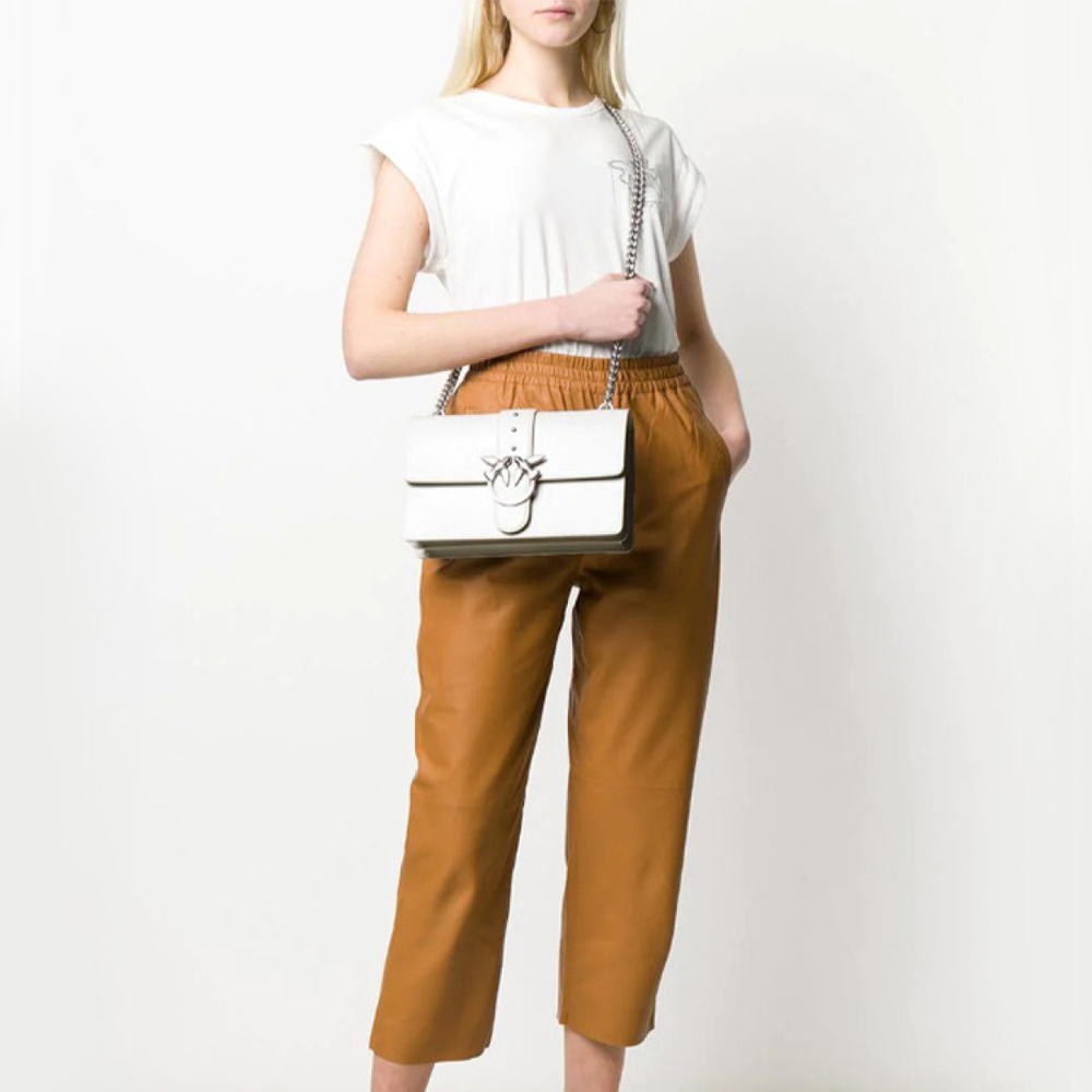 Сумка Pinko Love Leather Rivet Decoration Bird Swallow Bag Messenger Shoulder Bag Women's White, 1P21KM-Y5FF-I09