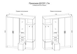 Прихожая "Дуся" 1,7 (дуб бунратти/белый глянец), ДСВ Мебель