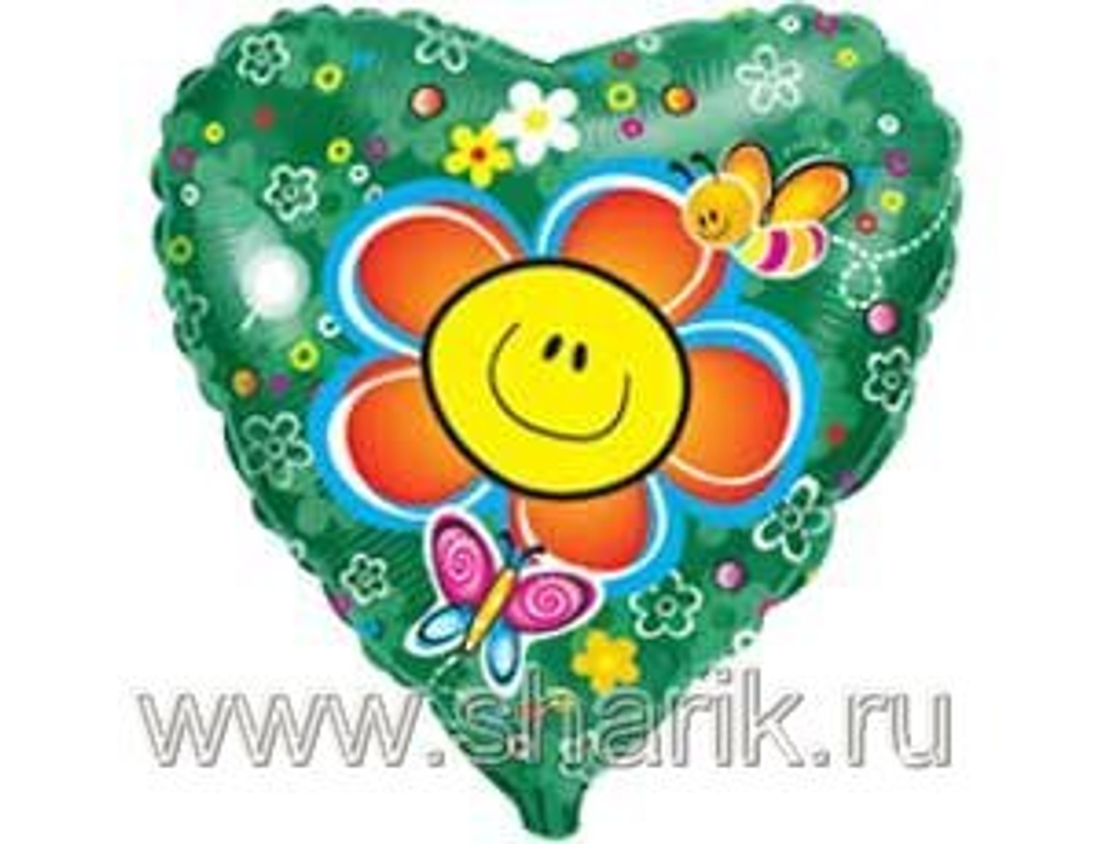 Ф 18" Сердце Цветок улыбка