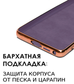 Стильный глянцевый чехол для SAMSUNG GALAXY S24 ULTRA с кольцом-подставкой и бархатной подкладкой