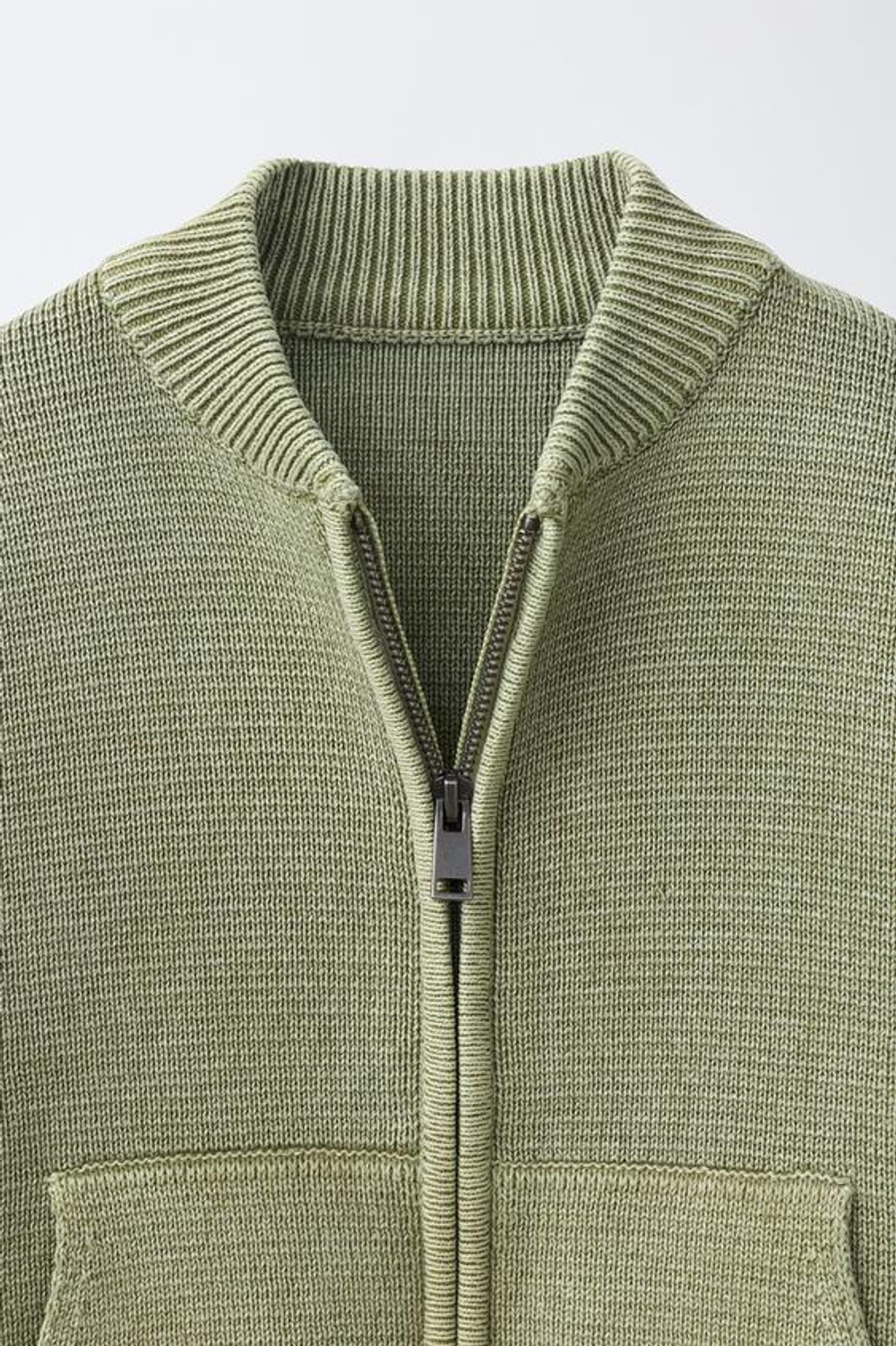 ZARA ТРИКОТАЖНЫЙ КАРДИГАН С ЭФФЕКТОМ ACID WASH, ЛИНЯЛЫЙ ЗЕЛЕНЫЙ