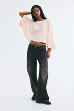 Трикотажный топ с рукавами-накидкой — короткая модель - H&M