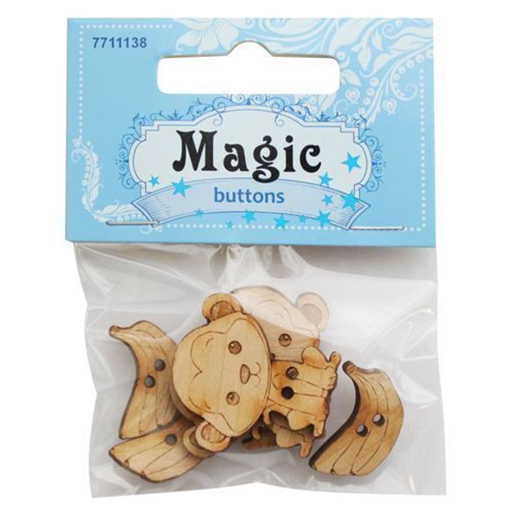 Украшения декоративные: пуговицы Мартышки, 6 шт, Magic Buttons BBL002-MX-P2