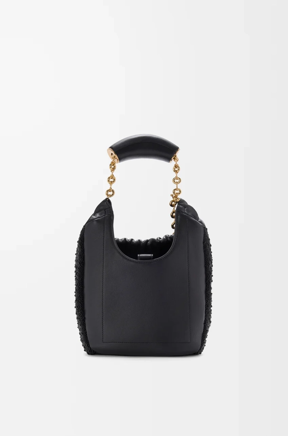 Loewe Мини-сумка-мешок Squeeze из кожи с бисером, черный/бордовый