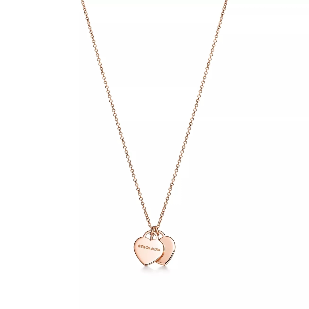 Подвеска из розового золота 18к , двойное сердце, Tiffany💝 ✨Exclusive ✨
