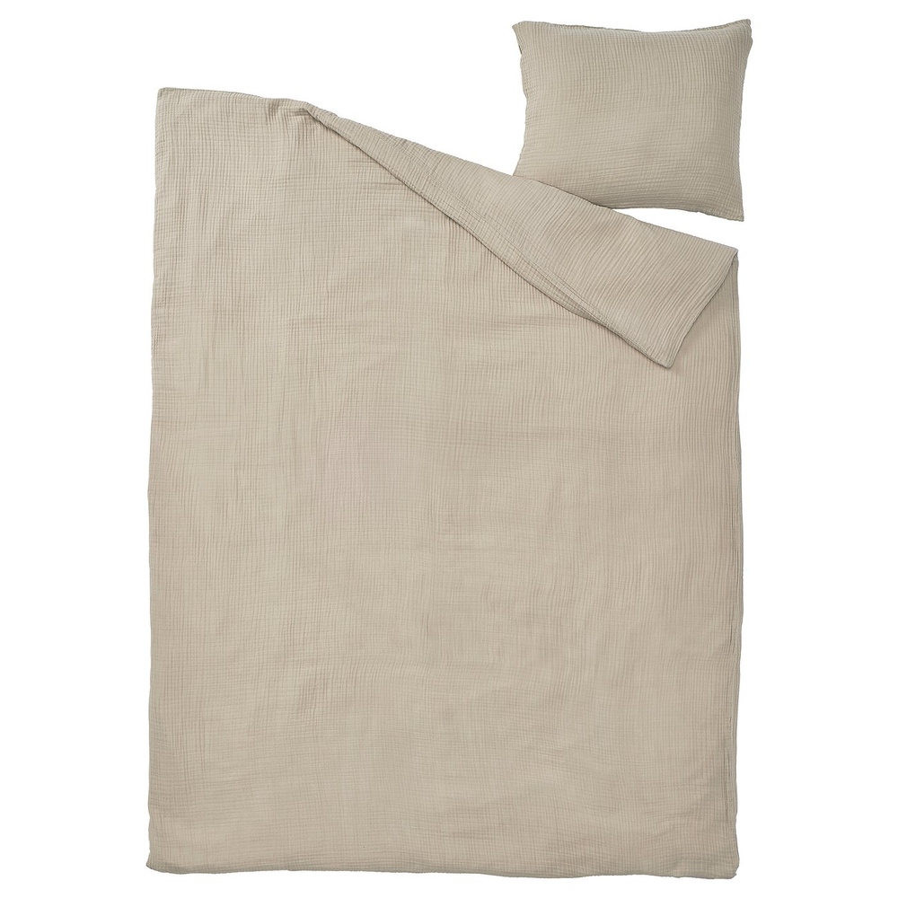 IKEA SCHERSMIN  (ИКЕА ШЕРСМИН)  -  Пододеяльник и наволочка - серо-бежевый 150х200/50х60 см