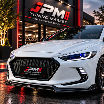 Черная решетка радиатора «Соты» Hyundai Elantra 2016-2019