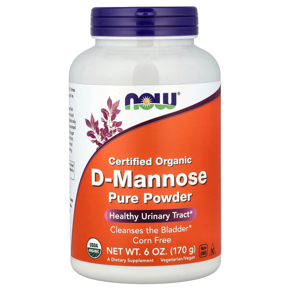 NOW Foods, сертифицированная органическая чистая D-манноза в порошке, 170 г (6 унций)