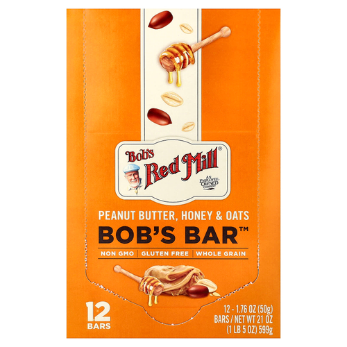 Bob's Red Mill, Bob's Bar™, арахисовая паста, мед и овсянка, 12 батончиков по 50 г (1,76 унции)