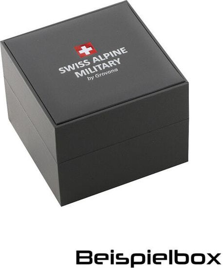С ремешком Мужские наручные часы с черным кожаным ремешком Swiss Alpine Military 7022.9547 chronograph 42mm 10ATM