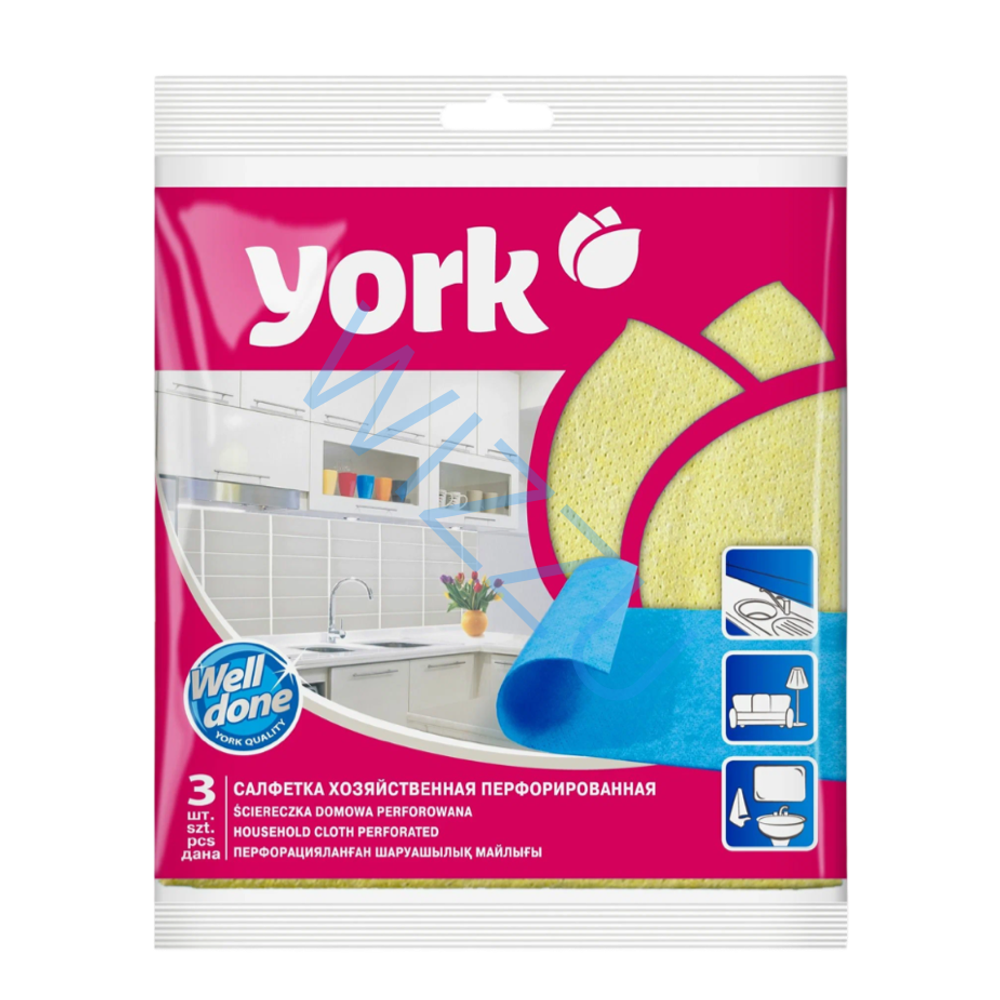 Салфетки вискозная перфорированная YORK 3 шт 34х35 см