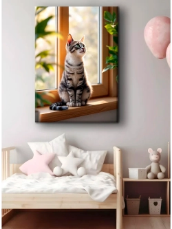 Картина "Любопытный котёнок", на стену 50х70см 1шт.