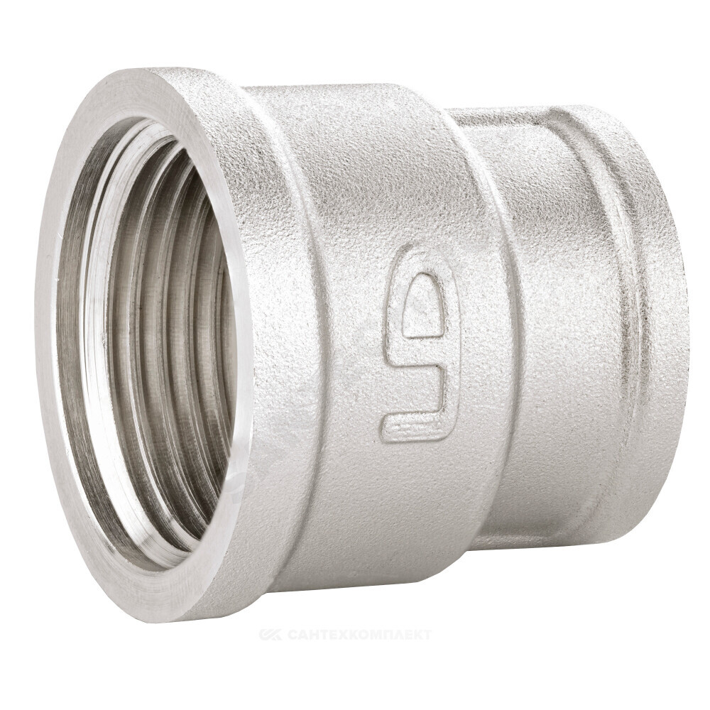 Муфта латунь никель переходная Ду 40х32 (1 1/2"х1 1/4") ВР/ВР LD LD.67.516.40х32