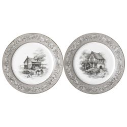 НАБОР ТАРЕЛОК ЗАКУСОЧНЫХ VILLA BIANCA "СТАРИННЫЕ ПОМЕСТЬЯ" 2 ШТ. 20,5 СМ, СЕРЫЙ