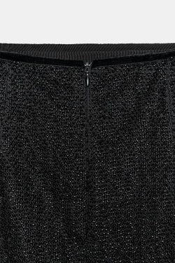 ZARA ПРЯМАЯ ЮБКА С БИСЕРОМ — ZW COLLECTION, ЧЕРНЫЙ