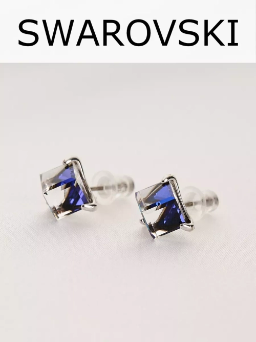 Серьги-гвоздики Миражи с синими кристаллами Swarovski