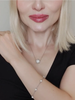 Браслет Серебряные шарики с кристаллами Swarovski