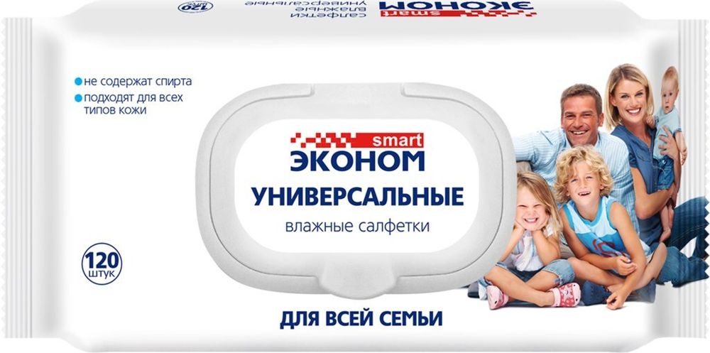 Влажные салфетки «Эконом Smart», для всей семьи, 120 шт. арт. 30647 Влажные салфетки «Эконом Smart», для всей семьи, 120 шт. арт. 30647