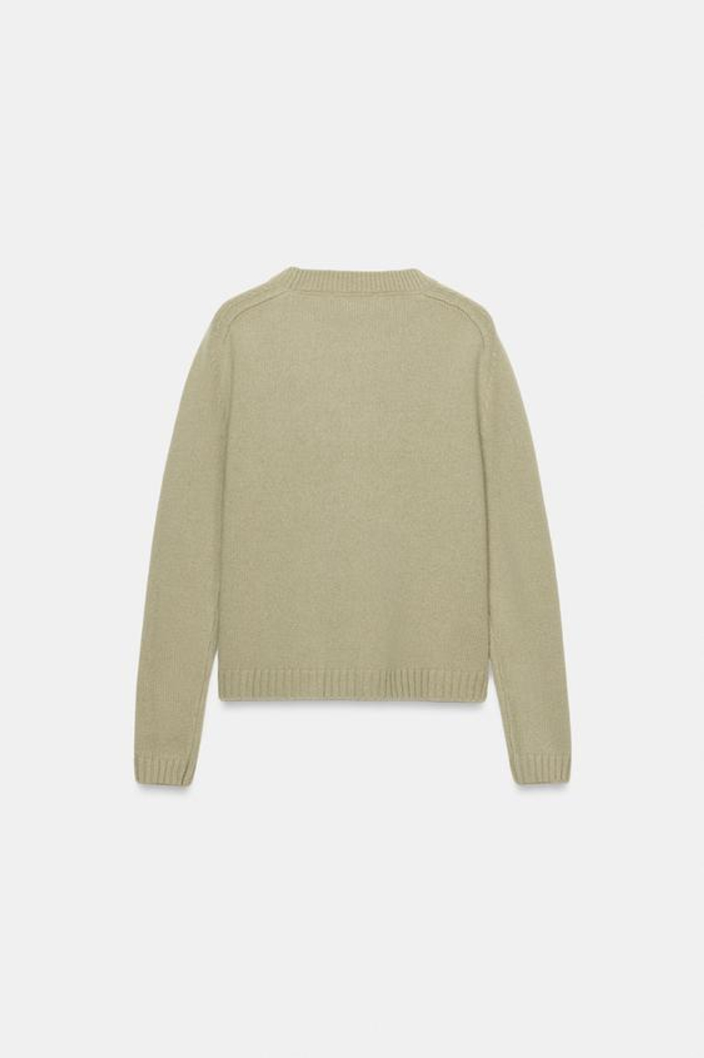 ZARA ОДНОТОННЫЙ СВИТЕР ИЗ 100% ШЕРСТИ, СВЕТЛО-ЗЕЛЕНЫЙ