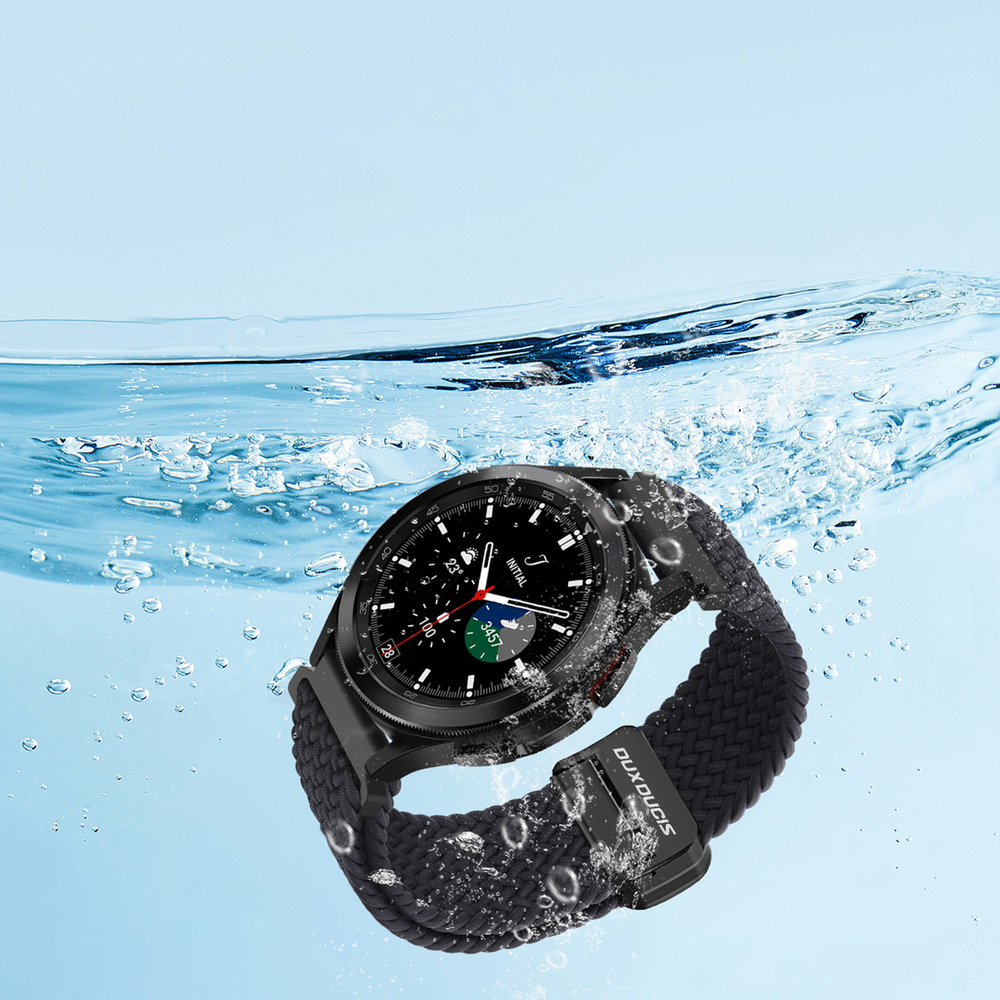 Эластичный ремешок черного цвета (Midnight) от Dux Ducis для смарт часов Samsung Galaxy Watch 45 и 46мм (размер крепления 22мм), серия Strap (Mixture Pro Series)