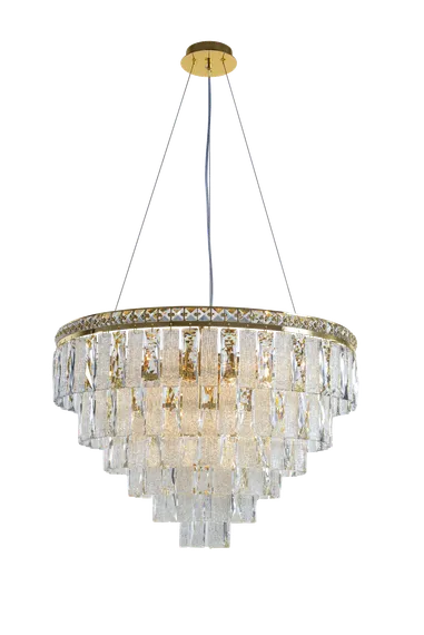 Люстра подвесная NewRgy 2893E/14 GOLD+CLEAR, 14×40 Вт, золотая и прозрачная