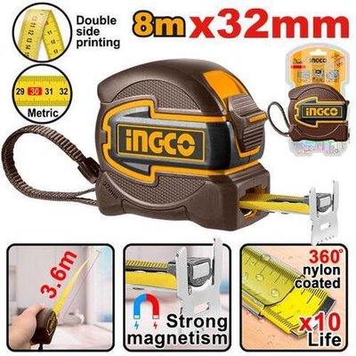 Измерительная рулетка 8х32 мм с магнитным захватом INGCO HSMT80832M INDUSTRIAL