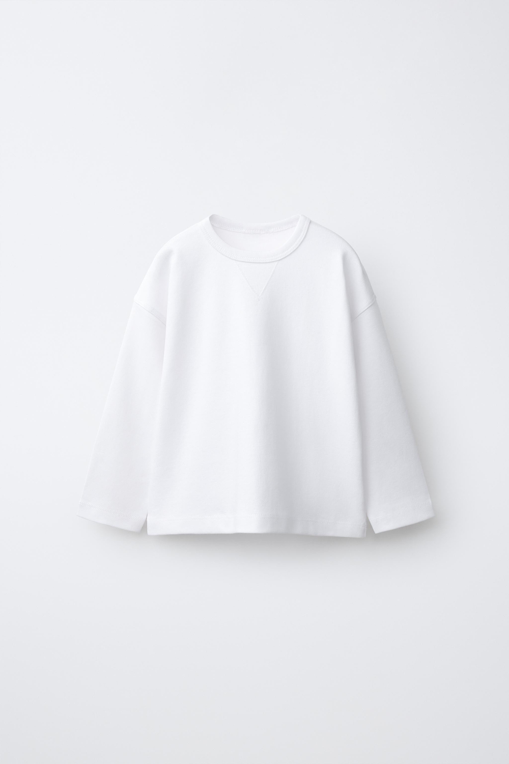 ZARA ОДНОТОННАЯ ФУТБОЛКА ИЗ ИНТЕРЛОКА, БЕЛЫЙ