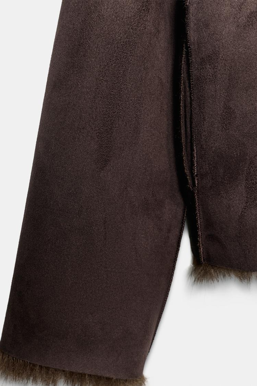 ZARA ДВУСТОРОННЯЯ КУРТКА С ЭФФЕКТОМ МЕХА, КОРИЧНЕВЫЙ