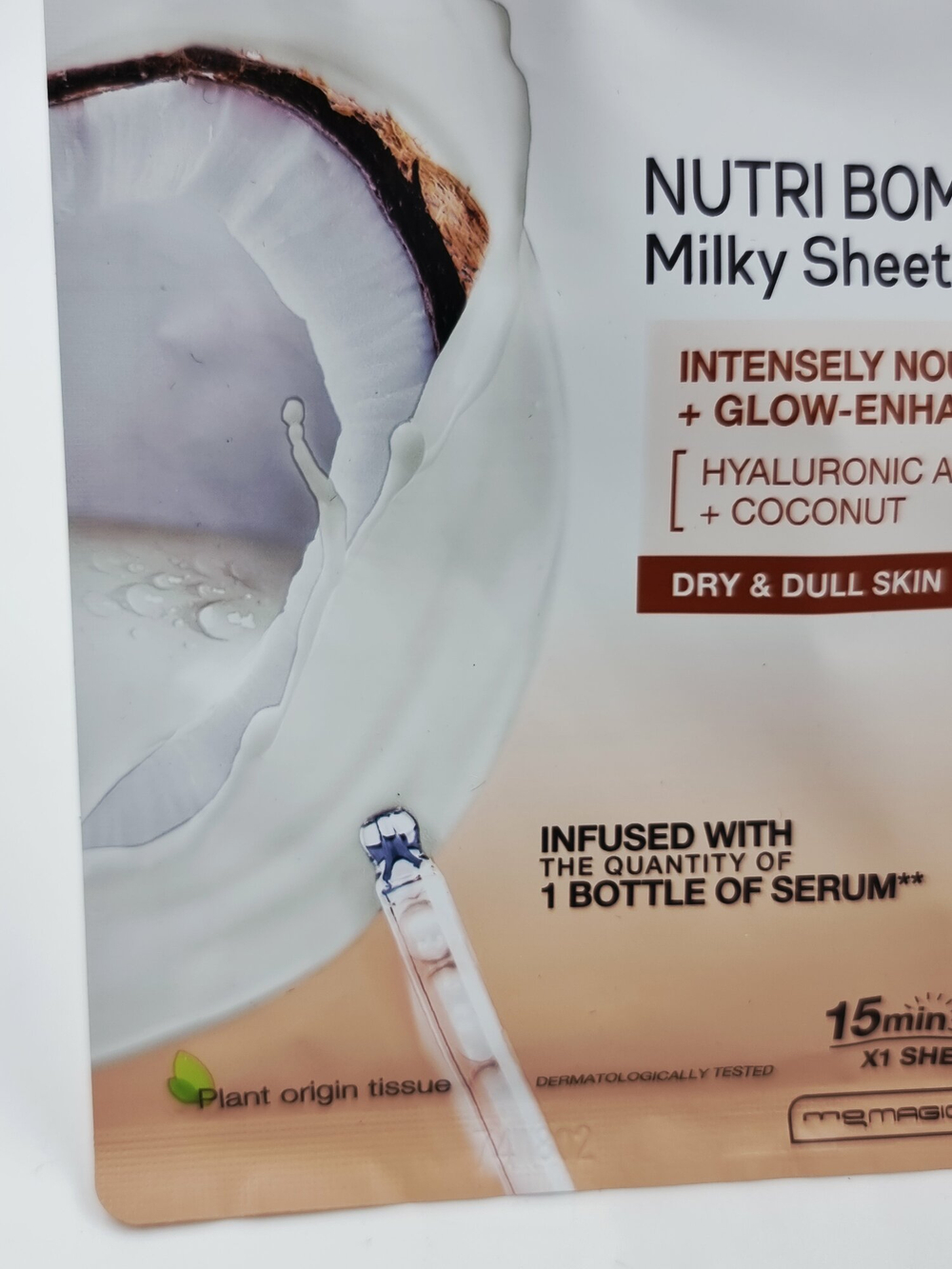 Garnier Маска тканевая для лица с гиалуроновой кислотой, экстрактом кокоса и витамином Е, питание и сияние, 28 г