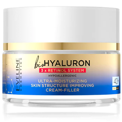 EVELINE bioHYALURON 3 x RETINOL SYSTEM 70+ Регенер-щий крем-филлер возвр-щий упругость дн/нч*30