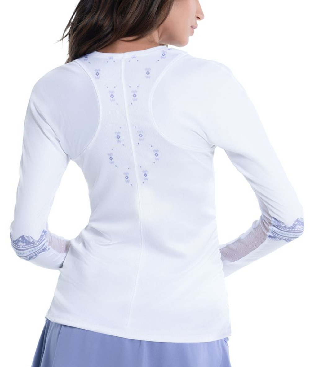 Женская теннисная футболка (dł. Рукава) Lucky in Love All About Ikat Sport Long Sleeve Top - белый