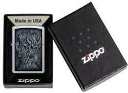 Зажигалка Zippo Evil Tree с покрытием Street Chrome, латунь/сталь, серебристая, 38x13x57 мм