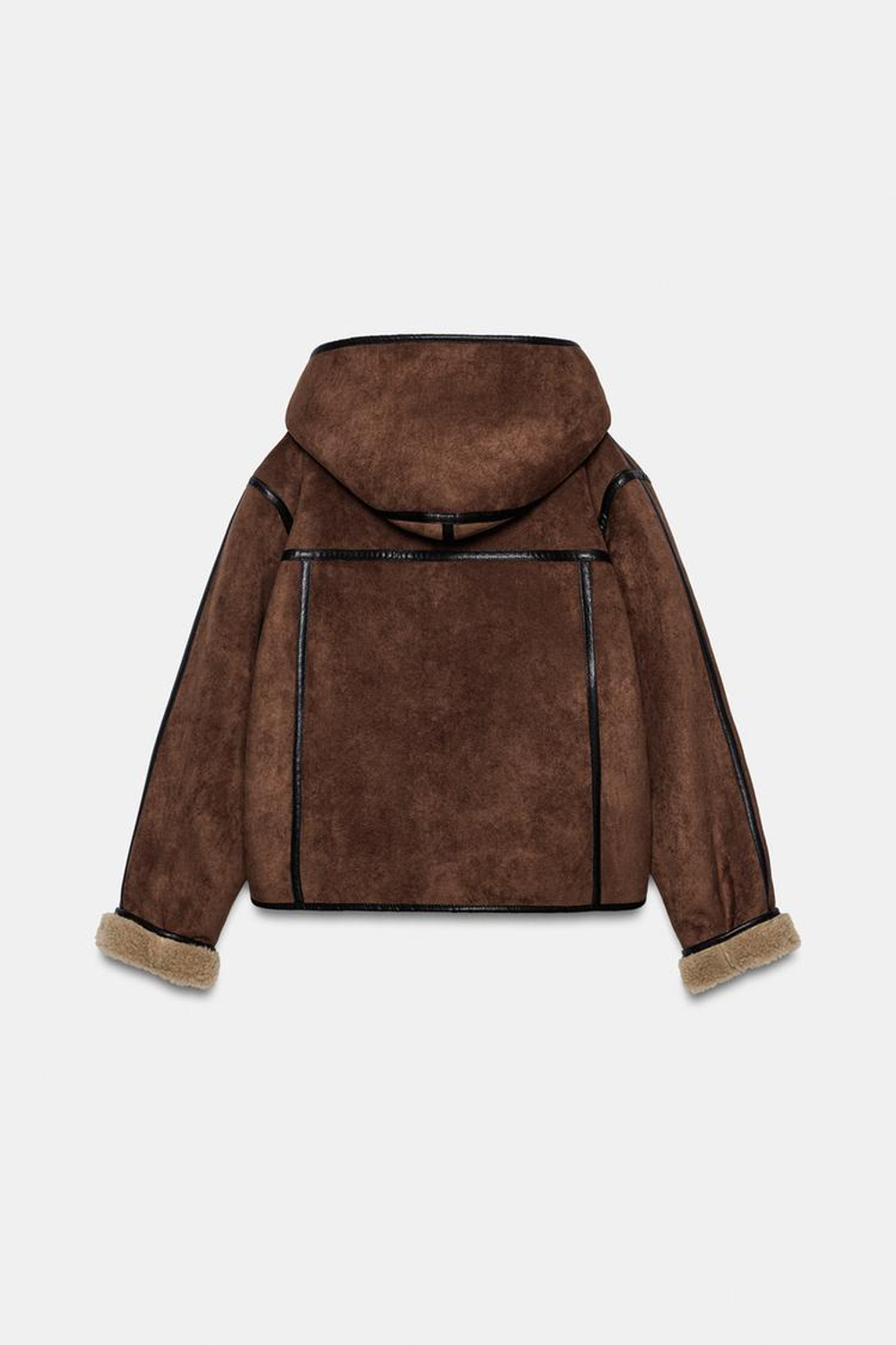 ZARA КУРТКА-ДУБЛЕНКА С КАПЮШОНОМ, КОРИЧНЕВЫЙ