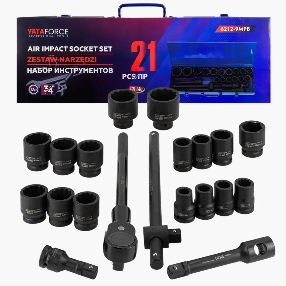 Набор инструментов ударных 21пр. 3/4''(12гр.) YATAFORCE YF-6212-9MPB