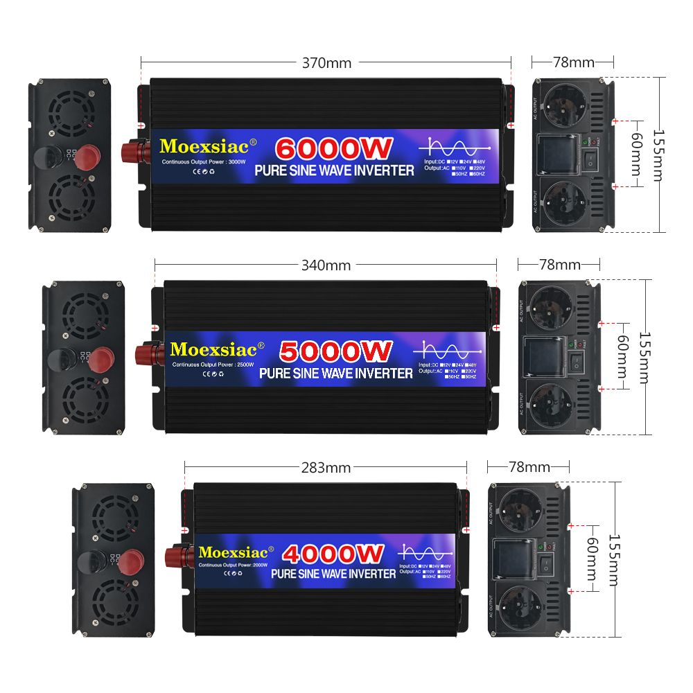Инвертор 12V-220V 5000W черно-синий чистый синус Moexsiac