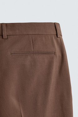 ZARA КОСТЮМНЫЕ БРЮКИ REGULAR FIT, КОРИЧНЕВЫЙ