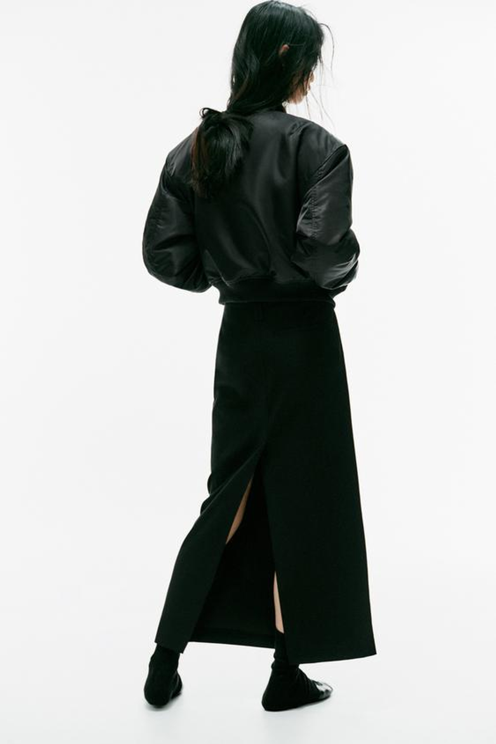 ZARA ЮБКА МИДИ В КЛЕТКУ, ЧЕРНЫЙ