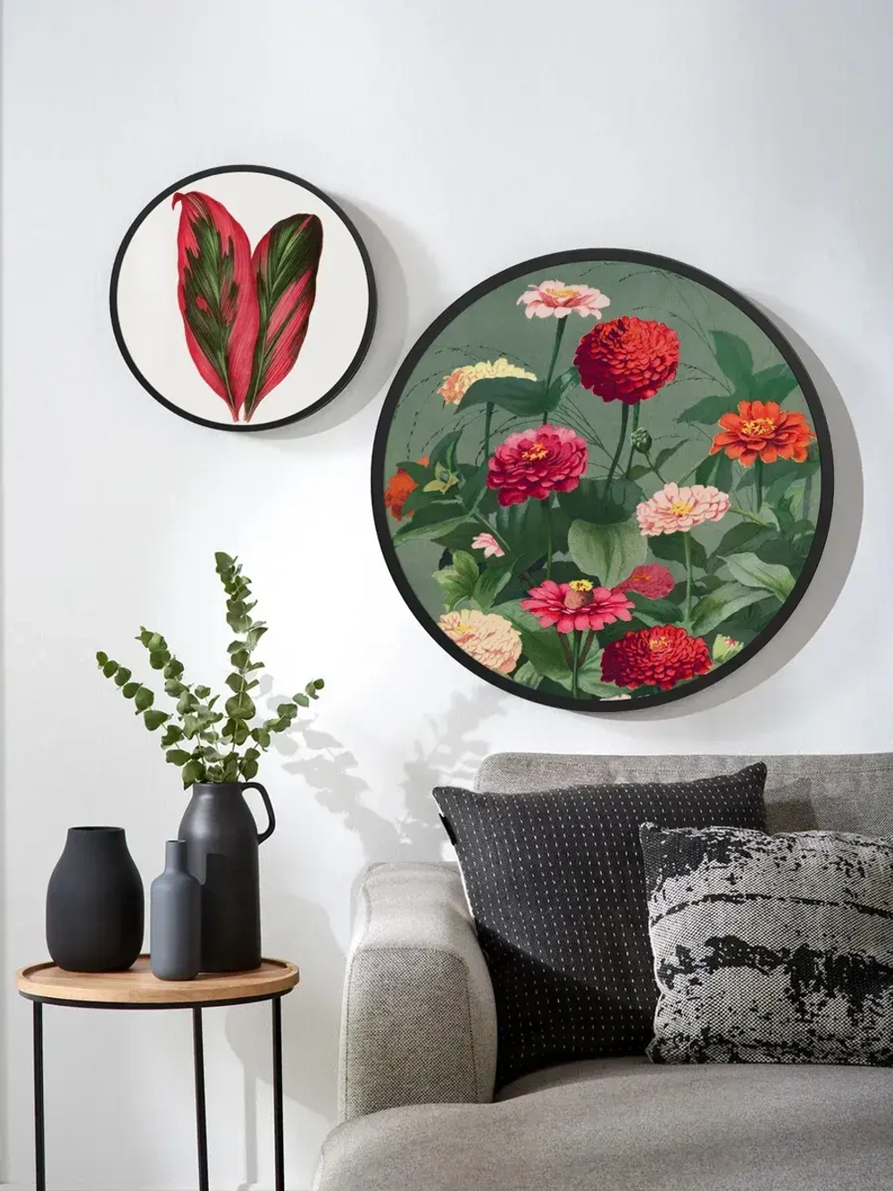 Металлическая круглая рамка 67 см, черная