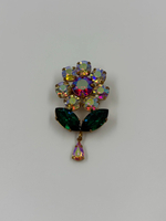 Брошь Цветок с кристаллами Aurora Borealis