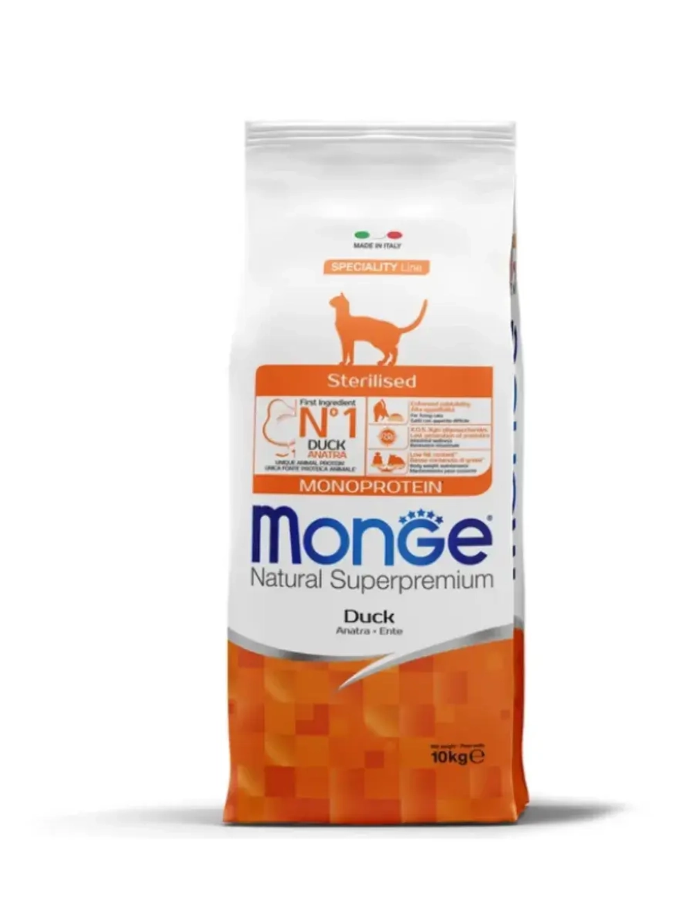Monge Cat PFB Speciality Line Monoprotein (Монж Кэт) сухой корм для стерилизованных кошек, с уткой 10кг