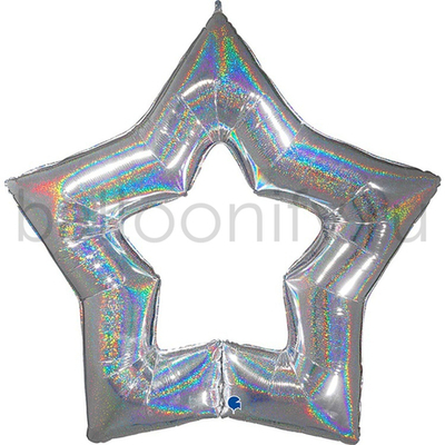 Фольгированная фигура, звезда, 48"/122СМ 48" Silver блеск