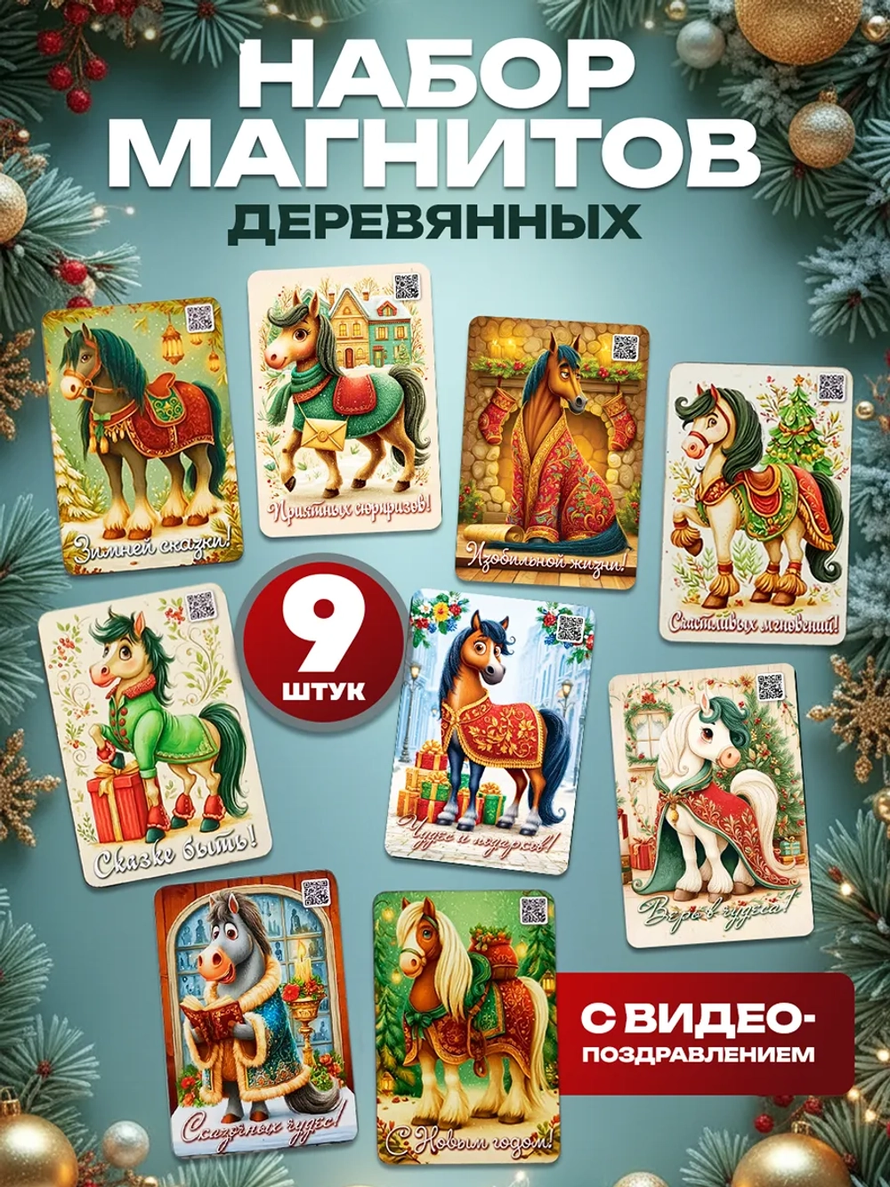 Набор новогодних магнитов символ 2027 года 20 штук