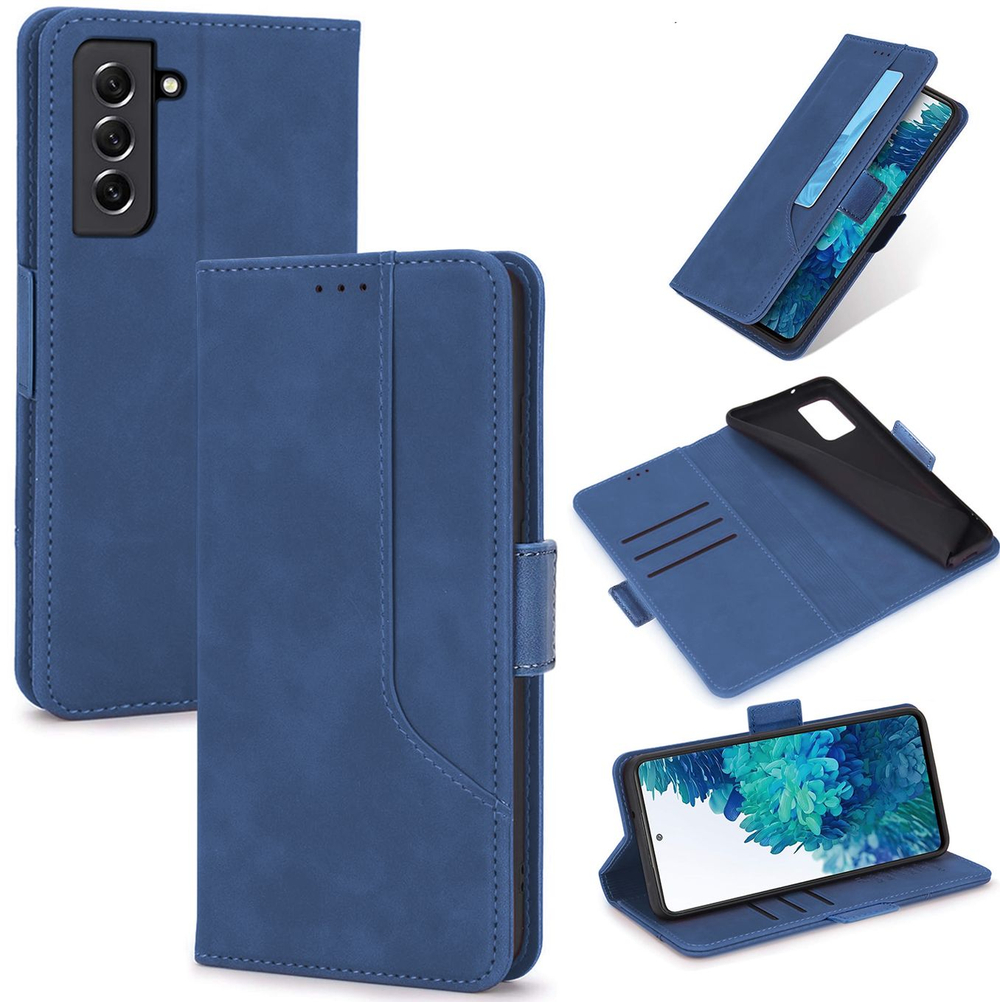 Стильный чехол-книжка из кожи для SAMSUNG S21 5G (не ULTRA/ FE/ PLUS!) с отделом для наличных, 3 слотами для карт и подставкой