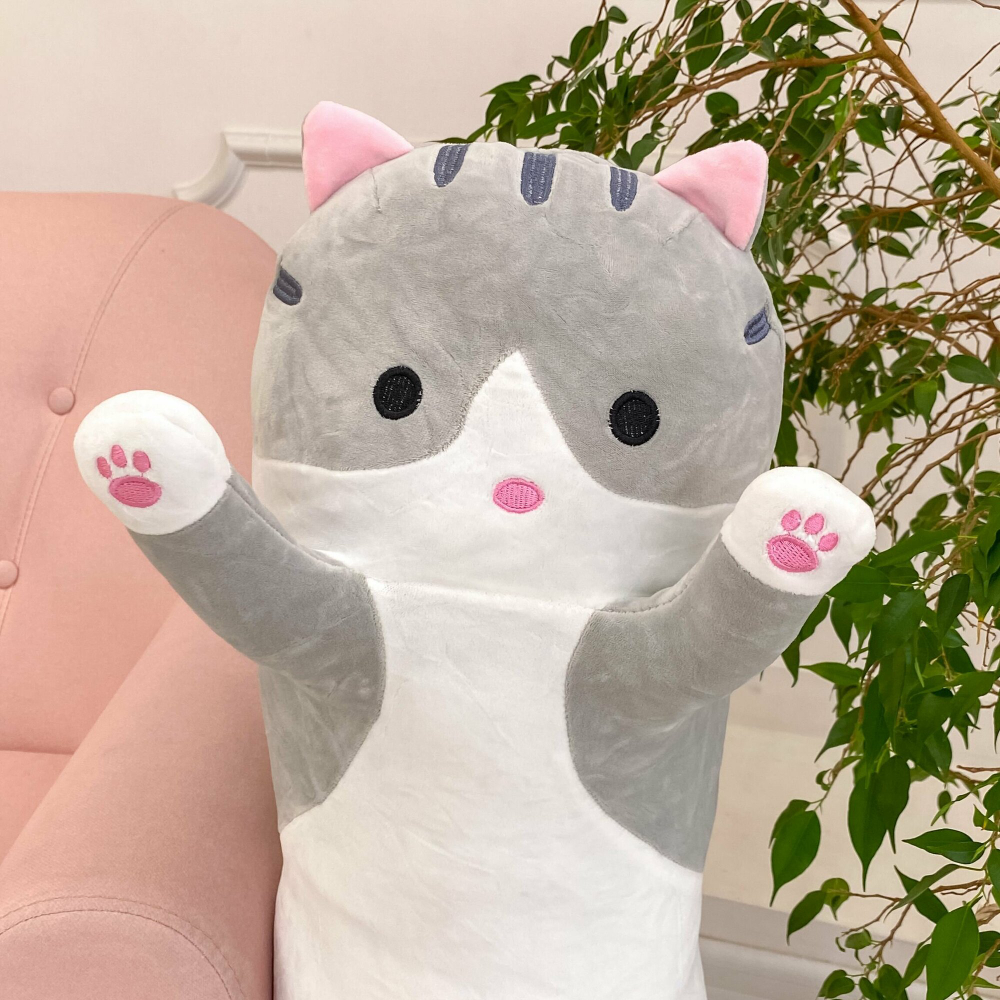 Мягкая игрушка Кот - батон, игрушка - обнимашка 110 см - Серый