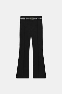ZARA БРЮКИ FLARE С РЕМНЕМ, ЧЕРНЫЙ